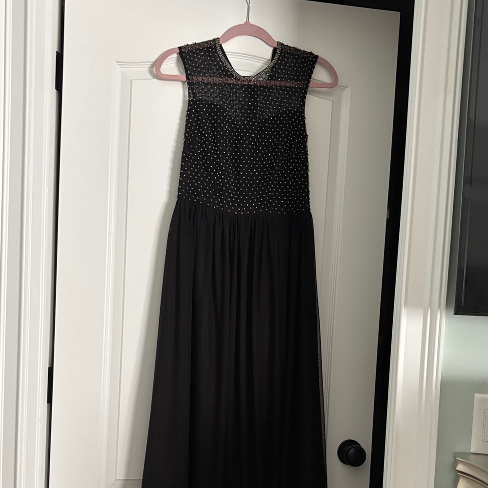 Aqua Black and Silver Maxi Dress